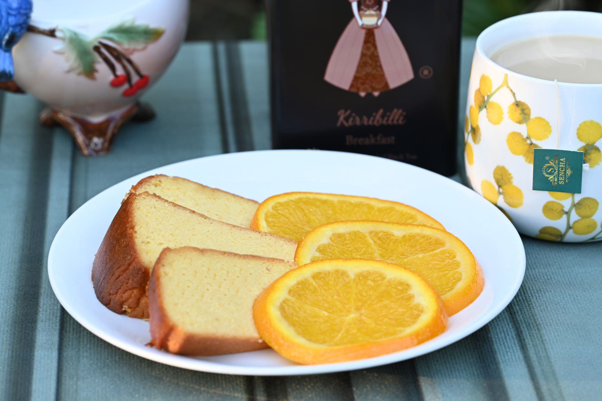 Golden-Tip Kirribilli Breakfast Tea Paired with Zesty Orange Almond Cake